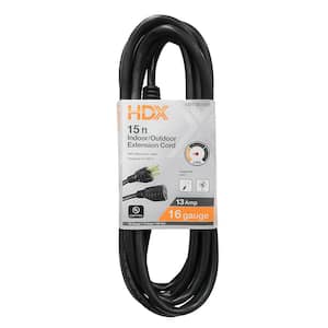 15 ft. 16/3 Light Duty Indoor/Outdoor Extension Cord, Black