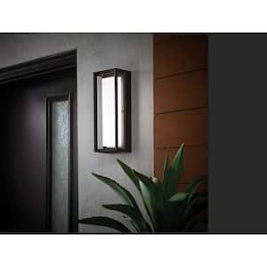 Rockwood 14.93 in. Black Modern Integrated LED Color Changing Outdoor Wall Light Sconce (1-Pack) Powered by Hubspace