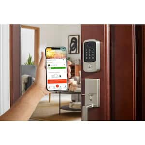 Hubspace Satin Nickel Square Biometric Fingerprint Electronic Touchpad Deadbolt