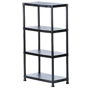 4-Tier Easy Assembly Scratch Resistant Plastic Garage Storage Shelving Unit in Black (28 in. W x 52 in. H x 15 in. D)