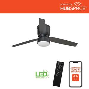 Ossa 52 in. Integrated LED Indoor Matte Black Smart Ceiling Fan with Remote Control and CCT Powered by Hubspace