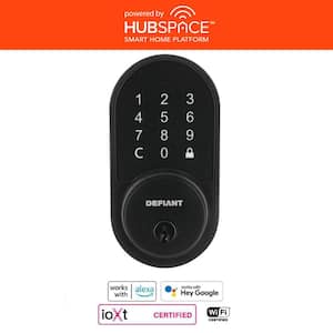 Round Matte Black Smart Wi-Fi Deadbolt Powered by Hubspace