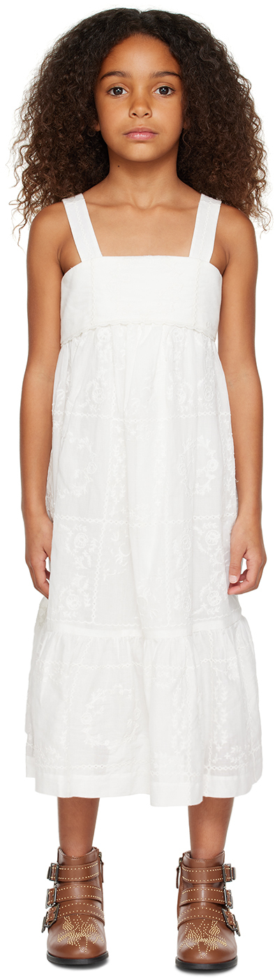 Chloé Embroidered Sleeveless Dress In White