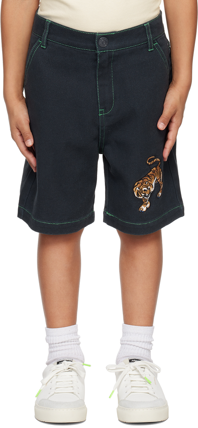 Kenzo Kids Black  Paris Bamboo Shorts In 09p Noir