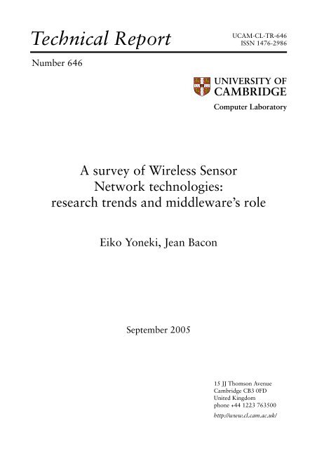 A survey of Wireless Sensor Network technologies: research trends ...