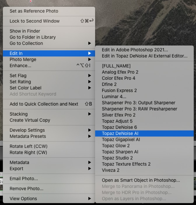 Topaz Denoise AI plugin for Lightroom