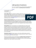 Conditions For Parallel Operation of Transformers