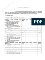 Learning Styles - Questionnaire