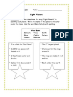 3rd Grade - Eight Planets Worksheet