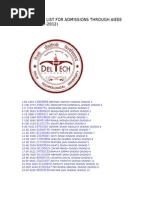 Dtu Admission List 2012