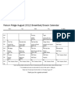 FR August 2012 Breakfast and Snack Calendar