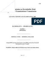 Coimisiún Na Scrúduithe Stáit State Examinations Commission: Leaving Certificate Examination, 2003