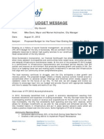 Budget Message: To: From: Date: Subject: Proposed Budget For The Fiscal Year Ending December 31, 2013