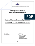 Managerial Economics End Term Project Report: Study of Factors Determining Demand and Supply of Samsung Smart Phone