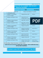 Admission Schedule For The Academic Year 2012-2013