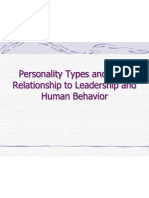 Personality Types and Their Relationship To Leadership and Human Behavior