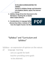 A Lecture On Syllabus Design