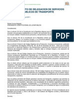 Reglamento de Aplicación Del Régimen Excepcional de Delegación de Servicios Públicos de Transporte