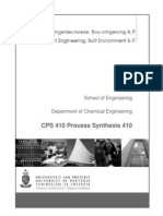 CPS 410 Process Synthesis 410: School of Engineering Department of Chemical Engineering