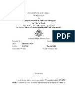 "A Comprehensive Study On Financial Analysis" of H.D.F.C. Bank "Submitted in Partial Fulfillment of The Requirement of