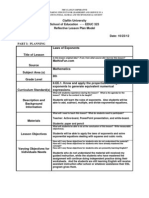 Reflective Lesson Plan Model - Laws of Exponents