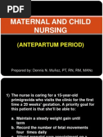 Maternal and Child Nursing - Antepartum Period