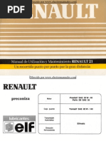 Manual Del Usuario Del Renault 21 de 1990