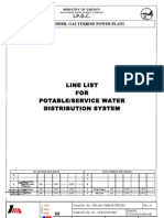 Line List FOR Potable/Service Water Distribution System: Project: Ardebil Gas Turbine Power Plant