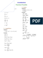 Functions Formulas