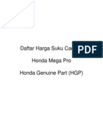 Harga Suku Cadang Honda Mega Pro