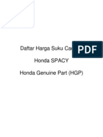 Harga Suku Cadang Honda SPACY