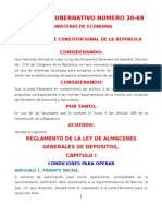 Reglamento de La Ley de Almacenes Generales de Deposito