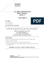 Key Skills Communication Adult Literacy Level 2: Test Paper A