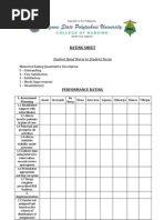 Student Head Nurse To Student Nurse: Rating Sheet