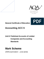 A - Level Accounting: June 2008: Unit 6 - Mark Scheme