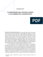 Cap Claudia Korol La Subversion Del Sentido Comun y Los Saberes de La Resistencia