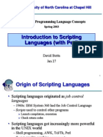 Introduction To Scripting Languages (With Perl) : The University of North Carolina at Chapel Hill