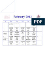 February 2013 Menu