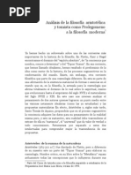 Análisis de La Filosofía Aristotélica y Tomista Como Prolegomeno A La Filosofía Moderna, Verano