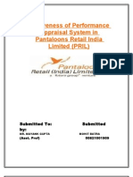 Effectiveness of Performance Appraisal System in Pantaloons Retail India Limited (PRIL)