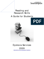 Reading and Research Skills A Guide For Students: WWW - Soton.ac - Uk/edusupport/dyslexia