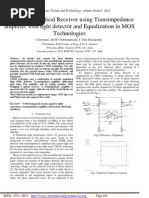 Design of An Optical Receiver Using Transimpedance Amplifier With Light Detector and Equalization in MOS Technologies