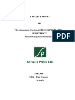 "Recruitment and Selection at SHIVALIK PRINTS LTD