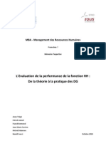 Evaluation de La Performance de La Fonction RH Selon DG