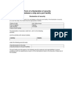 Form of A Declaration of Security Between A Ship and A Port Facility