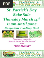 St. Patrick's Day Bake Sale Thursday March 14 11 Am-Until Gone