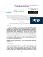 Effect of Injector Opening Pressure On Performance, Combustion and Emission