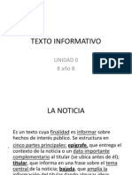 TEXTO INFORMATIVO La Noticia Unidad Cero Octavo Año