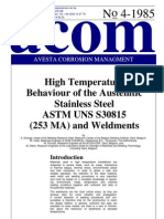 Acom85 - 4 High Temperature Behaviour of The Austenitic SS UNS S30815 (253 MA) & Weldments PDF