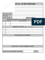 Internal Audit Report: Nonconformity Statement (S)